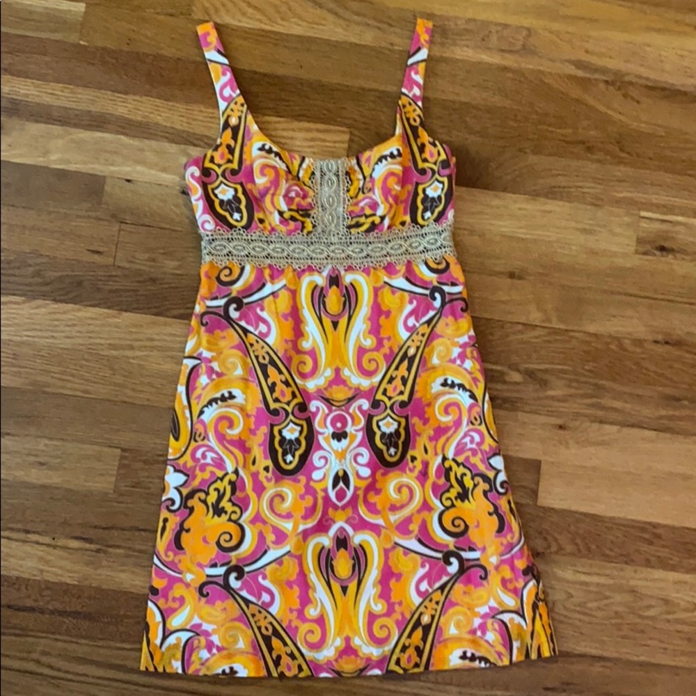 Milly Pink and Orange Cocktail Dress Size 2